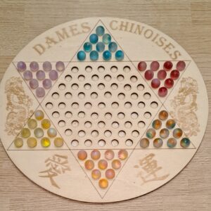 Jeu de dames chinoises en bois artisanal