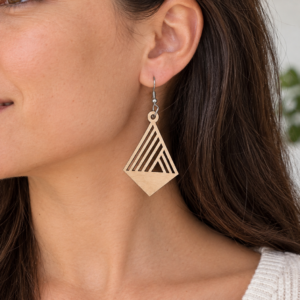 Boucles d'Oreilles Géométriques en Bois de Tilleul | Bijou Graphique & Tendance