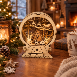 Décoration de Noël lumineuse chalet Père Noël