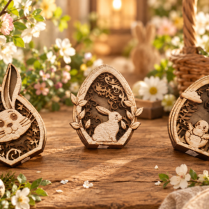 Décorations de Pâques en Bois Multicouches Effet 3D