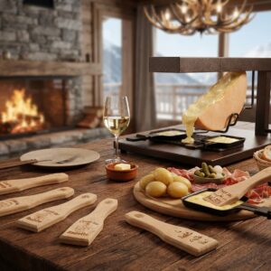 Lot de Spatules à Raclette en Bois Naturel